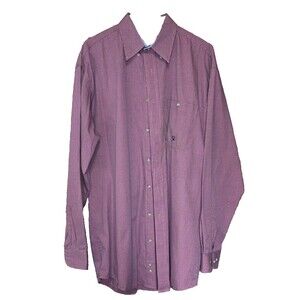 Wrangler 20X Mens Button Down Shirt Large TALL LT Twenty X Red  Western